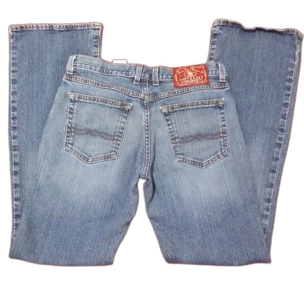 LUCKY BRAND DUNGAREES MID RISE FLARE REGULAR LENGT